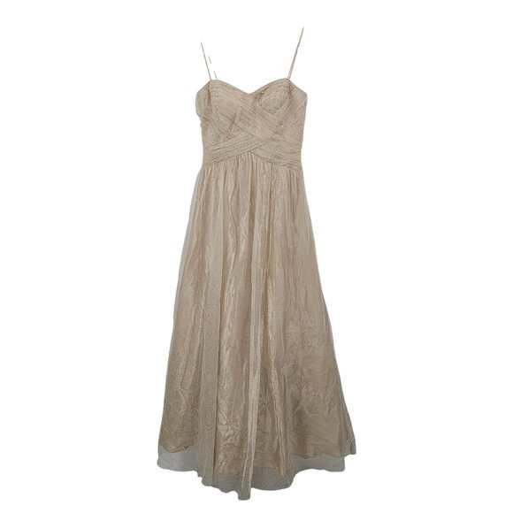 Champagne Corset Spaghetti Strap Gold Glitter Formal Gown Sz 4 Fairy Grunge Glam - Picture 10 of 11
